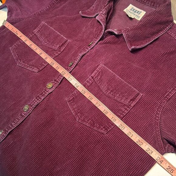 Johnny Swim Corduroy Shirt Jacket Sz Large Purple Button Front Soho Compagnie St - Picture 7 of 8